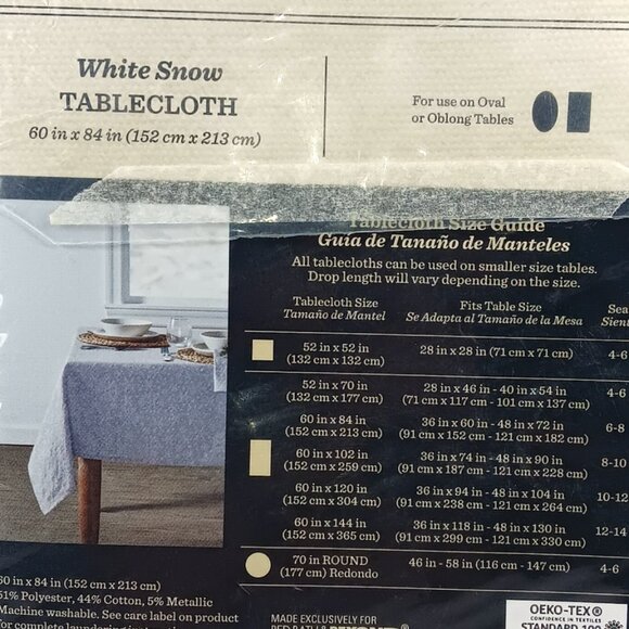 Bee & Willow-Table Cloth-60x84-Seats 6-8/White Snow- Home Gray & White-Holiday - Picture 6 of 10